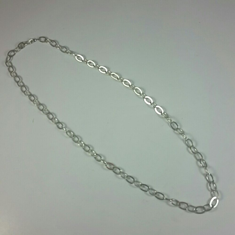 Silver plated long chain necklace w extender NEW